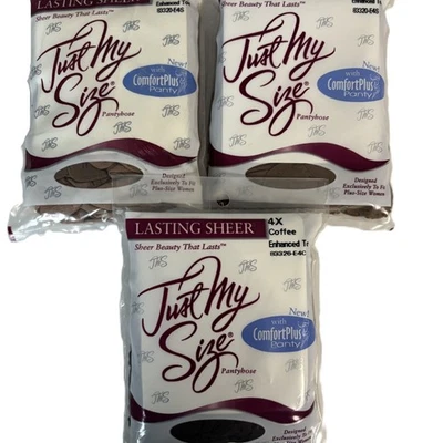 NUEVO Lote de pantimedias transparentes duraderas Just My Size vintage 1998 café bronceado talla 4X Foto 1 de 4