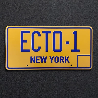 Ghostbusters ECTO-1 Prop License Plate Embossed on Aluminium: Size 300mm x 150mm