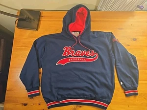 Vintage Atlanta Braves Hoodie Mens Large MLB Baseball Starter Sweatshirt 90s. J1 - Picture 1 of 8