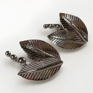 Vintage Art Deco Carl-Art Sterling Silver Earrings Screw-back Leaf Design - Picture 1 of 6