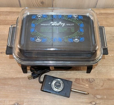 Sartén eléctrica Presto WeeFry tapa floral de vidrio FUNCIONA de colección RV pequeño espacio Foto 1 de 4
