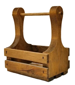 Vintage Mini Holz Lamellenkorb Werkzeugkiste Griff kleiner Caddy Aufbewahrung handgefertigtes Dekor 6" - Bild 1 von 13