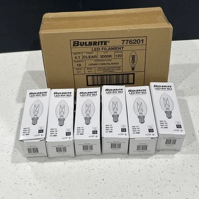 4 Pack LED Filament 4W 40W Candelabra E12 Clear 3000K Soft White 776201 - Image 1 of 4
