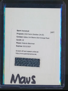 2024-25 OBSIDIAN GALAXY INK ORANGE FLOOD REDEMPTION AUTO ROALNDO BLACKMAN MAVS - Picture 1 of 1