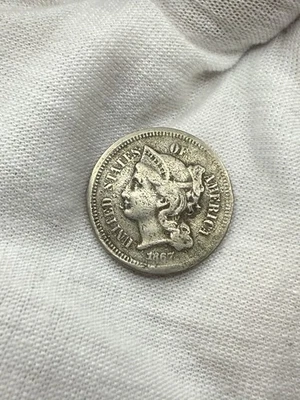 1867 Philadelphia Mint Three Cent Coin O160 - Image 1 of 2