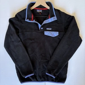 Patagonia Synchilla Snap-T Fleece Pullover Black Purple Blue Women’s Medium - Picture 1 of 7