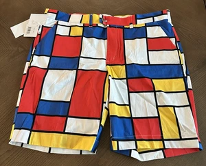 Loudmouth Golf Shorts Men's 42 Multi Color Block Square Mod Pockets Dutch Treat - Picture 1 of 3