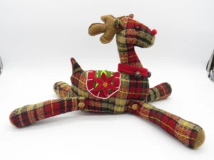 Weihnachten Winter Urlaub Dekor Plüsch rot Tartan kariert Rentier Jingle Bells - Bild 1 von 14