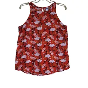 Camiseta sin mangas Old Navy talla S roja con claveles rosas estampado floral - Imagen 1 de 4