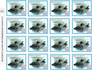 SOUTH CAROLINA STATE WATERBIRD - THE COMMON SCOTER - 12 PER SHEET - Bild 1 von 1