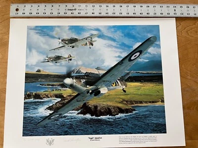 Aviation  Print  Hawker Hurricanes during the Battle of Britain "Eagle Squadron" - Image 1 of 4