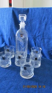 GLENEAGLES CRYSTAL ST ANDREWS THISTLE PATTERN DECANTER & 6 WHISKY GLASSES SET - Picture 1 of 6