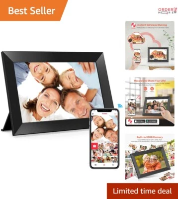 WiFi Digital Picture Frame 10.1 Inch HD Touch Screen 32GB Photo Video Display - Image 1 of 4