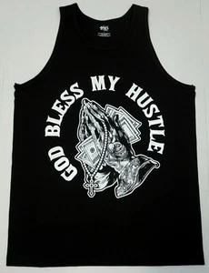 God Bless My Hustle Tank Top T-shirt Money Cash Dollars $ Men's Vest New - Picture 1 of 2