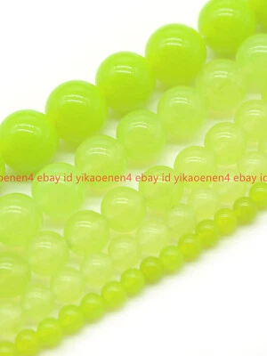 New 6/8/10/12/14mm Green Peridot Gemstone Round Loose Beads 15" Strand - Image 1 of 4