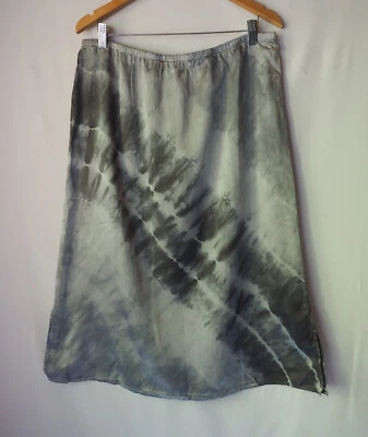 Falda midi J. Jill Pure Jill lavable seda algodón tie dye platino carbón L Foto 1 de 4