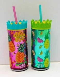 2 botellas de bebida aisladas de doble pared de 16 oz - fruta de verano - Imagen 1 de 1