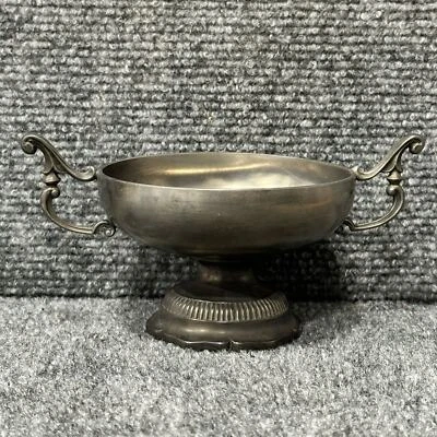 Tazón pedestal vintage de peltre francés con doble mango 3,5”x3” plato de baratija de caramelo Foto 1 de 4