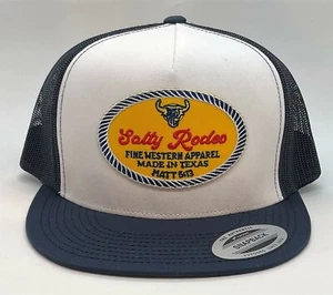 Salty Rodeo Hat LASSO White Blue Mesh Snapback Trucker Baseball Cap - Picture 1 of 3