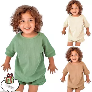 Toddler Infant KIds Boys Gilrs Sports Short Sleeves Top Shorts 2pcs Outfit Set - Picture 1 of 19
