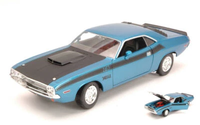 MODELLINO AUTO STATICO WELLY DODGE CHALLENGER T/A 1970 BLU/NERO SCALA 1:24 - Immagine 1 di 2