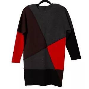 Andrea Jovine Colorblock Wollpullover Kleid Damen klein Mini Vintage zeitgenössisch - Bild 1 von 9