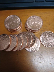 COPPER BULLION ROUND- LOT OF 20 -1 OUNCE- "BIT COIN" Design 999 COPPER 1 OZ. - Picture 1 of 3