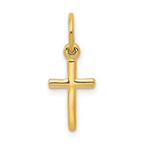 Real 14kt Yellow Gold Small Cross Charm - Picture 1 of 6