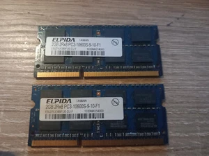 RAM DDR3 2x 2 Gb - 2Rx8 PC3-10600S-9-10-F1 Elpida EBJ21UE8BFU0-DJ-F - Imagen 1 de 1