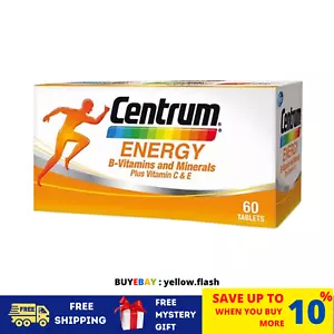 1X60's New Centrum Energy B-Vitamins and Minerals + Vitamin C & E Free Shipping - Picture 1 of 10