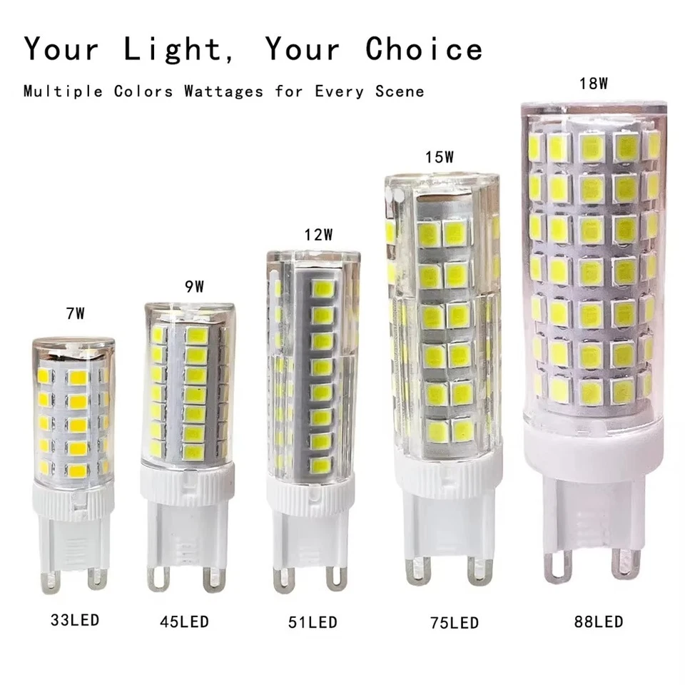 G9 LED 7W, 9W, 12W, 15W, 18W Light Bulb WARM/NEUTRAL/COLD WHITE BULBS A RATED UK - Image 1 of 4