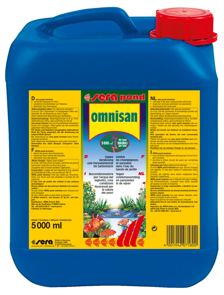 Sera pond omnisan F 5 litros medicamento enfermedad fúngica estanque de jardín cuidado
