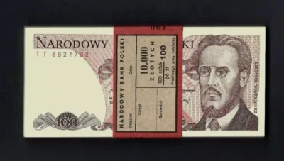 POLAND 100 ZLOTYCH P-143 1986 x 100 Pcs Lot UNC ORIGINAL PACK BUNDLE POLISH NOTE - Image 1 of 4