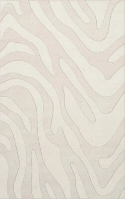 White Swirls Lines Stripes Transitional Area Rug Animal Print DV2 - Image 1 of 2