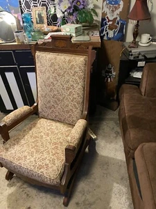 Antique Rocking Chair w/ porcelain wheels - Picture 1 of 19