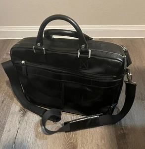 Picard Black Leather Briefcase 100% Buffalo Leather - Made In Germany +dust bag! - Picture 1 of 12