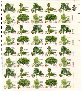Scott #1767a (1764-67) 1978 Arboretum (Trees) 15¢ Sheet of 40 Stamps - MNH LR - Picture 1 of 2