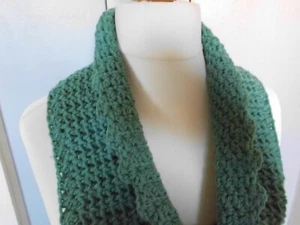 SLATE GREEN COWL - CROCHET - 6x34 ins, 🌟🌟GIFT IDEA🌟🌟 - Picture 1 of 8