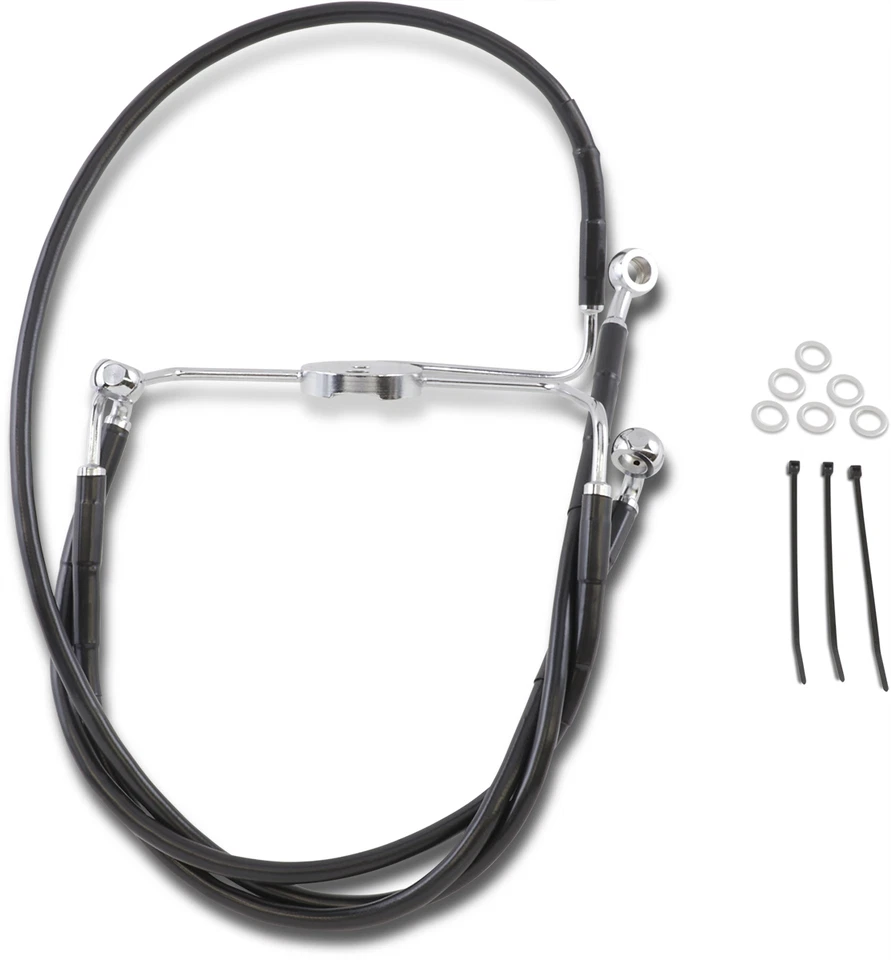 Drag Front Extended +10 Black Vinyl Brake Line Harley 94-07 FLHR 98-06 FLTR - Image 1 of 1