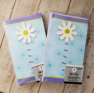 NEW flower novelty invitation card and envelopes 2 packs birthday party baby - Picture 1 of 7