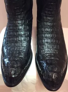 Tony Lama Hornback Caiman Alligator Black on Black Cowboy Boots men's size US 9D - Picture 1 of 12