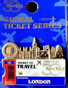 2022 HARD ROCK CAFE LONDON 50TH ANNIVERSARY TICKET TO TRAVEL SERIES LE PIN - Picture 1 of 1