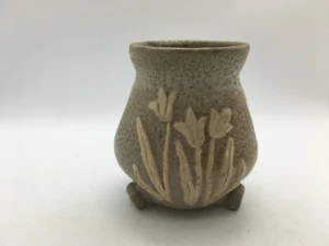 Arts and Crafts Style Vase ~ Tulip Motif Crater Glaze - Picture 1 of 10