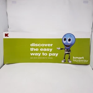 KMart Layaway Blue Light Bulb Guy Store Banner Logo 30x11 Cardboard - Picture 1 of 19