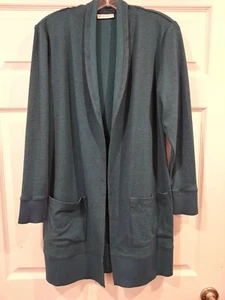 Susan Graver Brushed Knit Cardigan Rib Trim Dark Green XS NEW A343059 - Picture 1 of 4