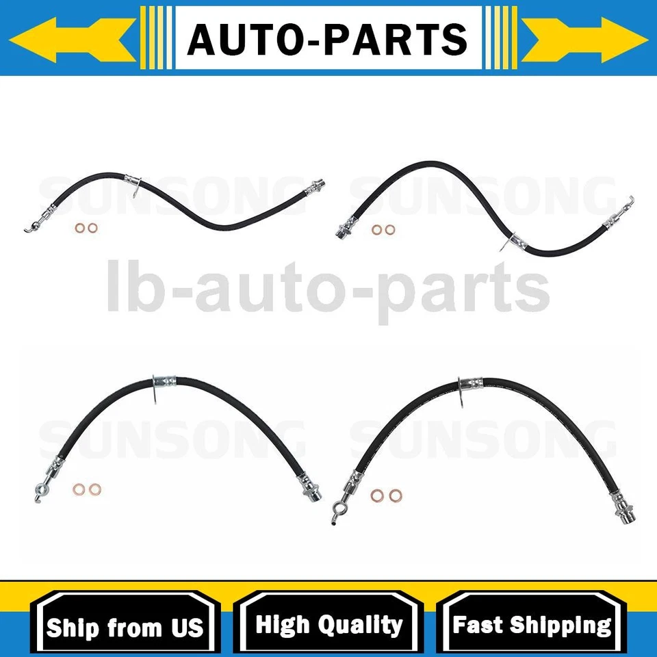 4X Front Rear Brake Line Hose Sunsong For For Toyota Avalon 2006 2007 2008 2009 - Изображение 1 из 4