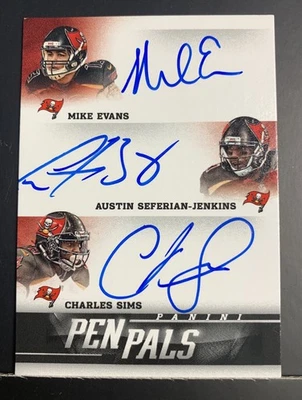 Mike Evans Rookie TRIPLE ON CARD AUTO’s! 2014 Sims ASJ My Grade 8 SP Bucs RC #3 - Image 1 of 3
