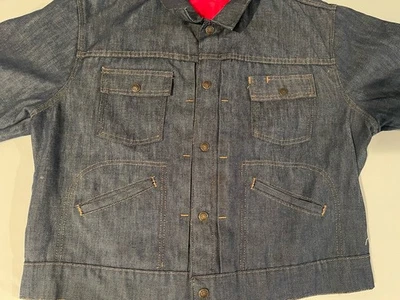 Vintage JC Penney Denim Chore Jacket Denim Red Quilted Lined Workwear 60s-80s US - Image 1 of 4