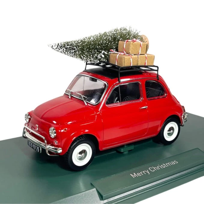 NOREV 1 18 DIE CAST AUTO FIAT 500 L 1968 ROSSO MERRY CHRISTMAS ART 187779