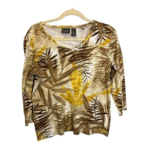 Chico's Blouse Women's Size Medium Additions Floral 3/4 Sleeves Chicos 1 - Picture 1 of 3